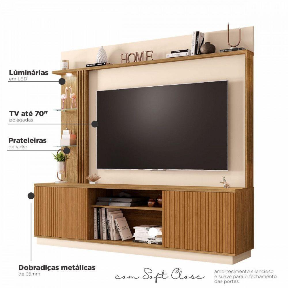 Home Atlanta Para Tv Até 65 Polegadas Cinamomo Com Off White Ripado Bechara - 3
