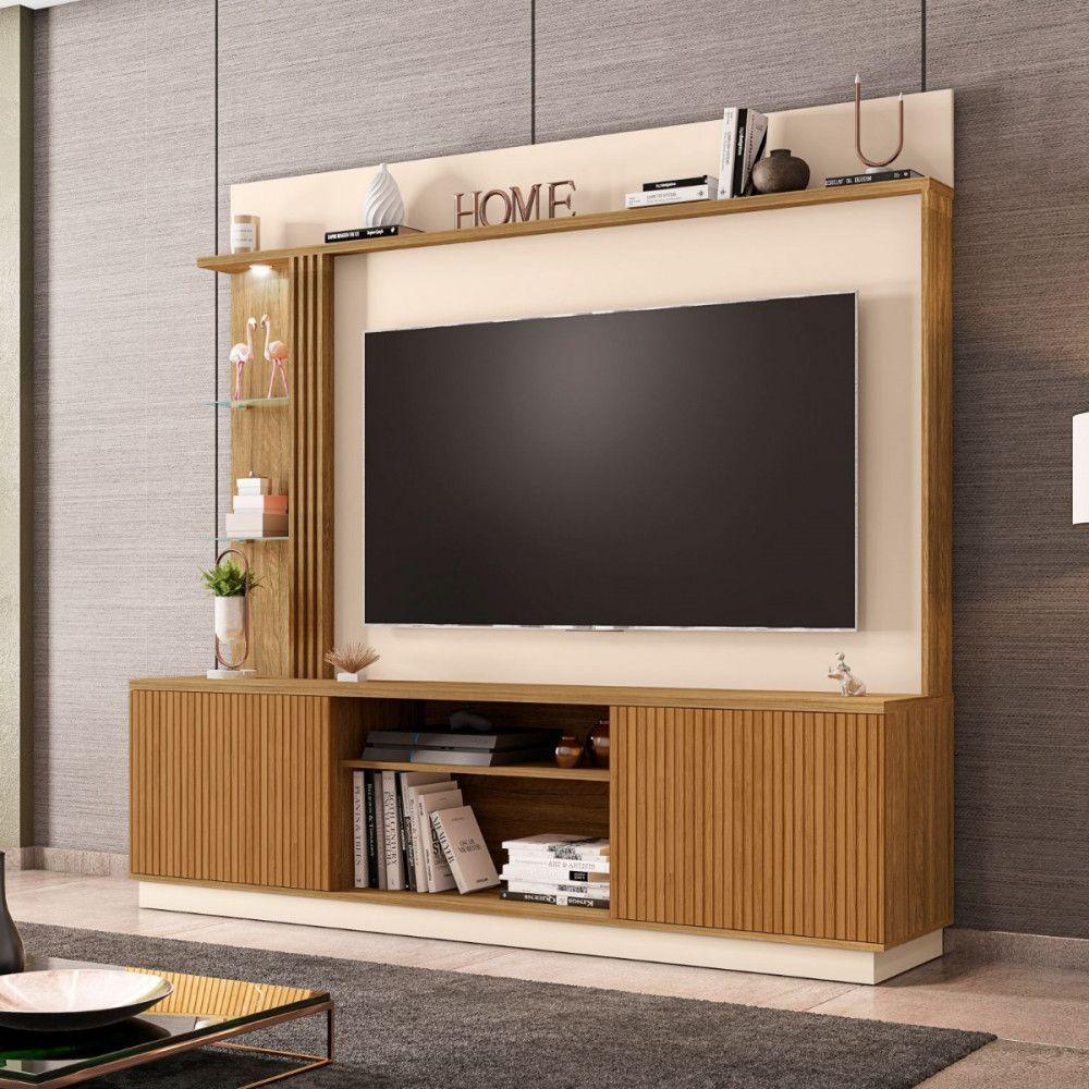 Home Atlanta Para Tv Até 65 Polegadas Cinamomo Com Off White Ripado Bechara - 4