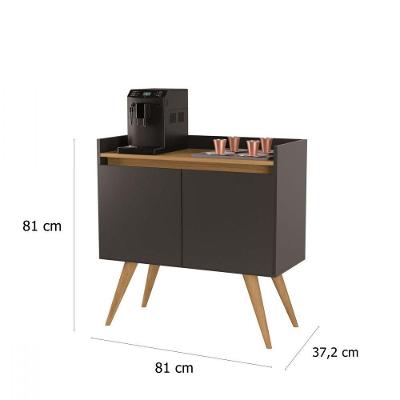 Aparador Buffet 2 Portas Preto Mel Gold Primus Preto/mel