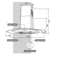 Coifa De Ilha Cadence Gourmet Vidro Curvo 90cm 110V - 5