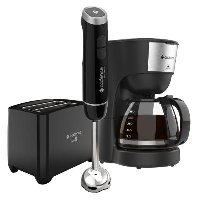 Kit Trio Black Cafeteira 1,25L Mixer Inox 350W e Torradeira 220V Cadence