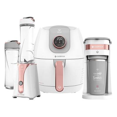 Kit Dream Rosé Gold Fritadeira sem Óleo 3L Blender e Cafeteira 220V Cadence