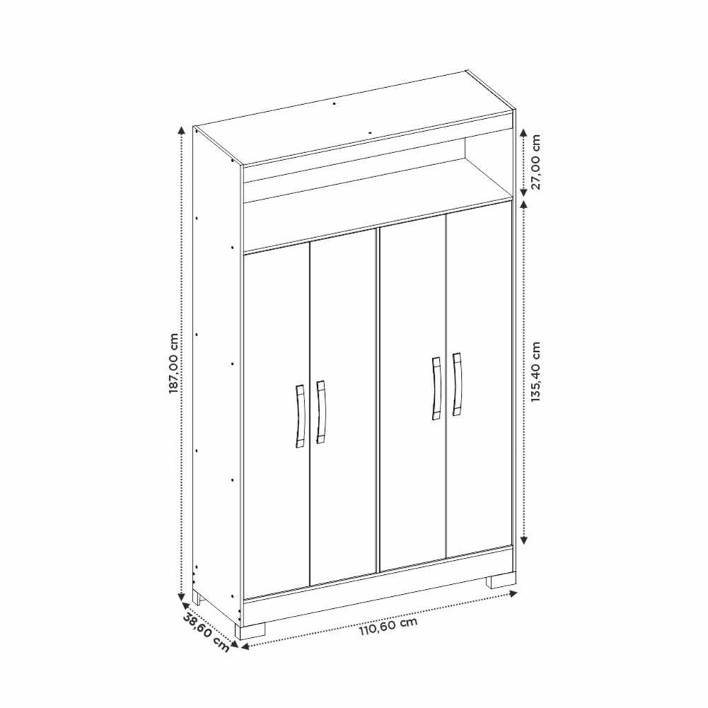 Conjunto Para Escritório 2 Peças Com Escrivaninha Em L E Armário Multiuso 4 Portas Preto Tx Notável Móveis Preto Tx - 6