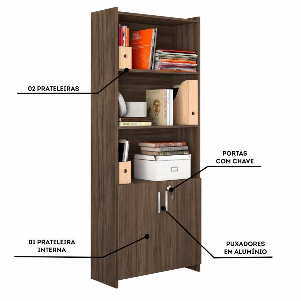 Conjunto Para Escritório 2 Peças Com Mesa E Armário - 3