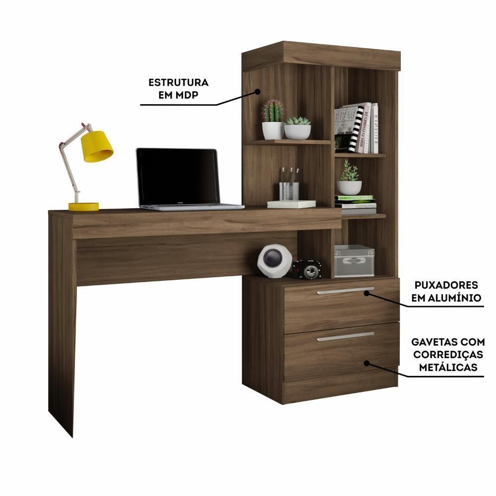 Conjunto Para Escritório 2 Peças Com Mesa E Armário - 4