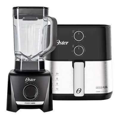 Kit Fritadeira Air Fryer e Liquidificador Oster Inox Compact 4,6L 1400 Full 220V