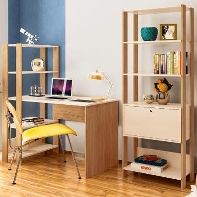 Conjunto Home Office Match C/ Escrivaninha E Estante Off White/carvalho Artely Off White/carvalho