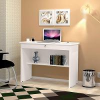 Mesa Computador Escrivaninha 1 Gaveta Com Chave Orquídea Office 90 Cm - Branco - 1