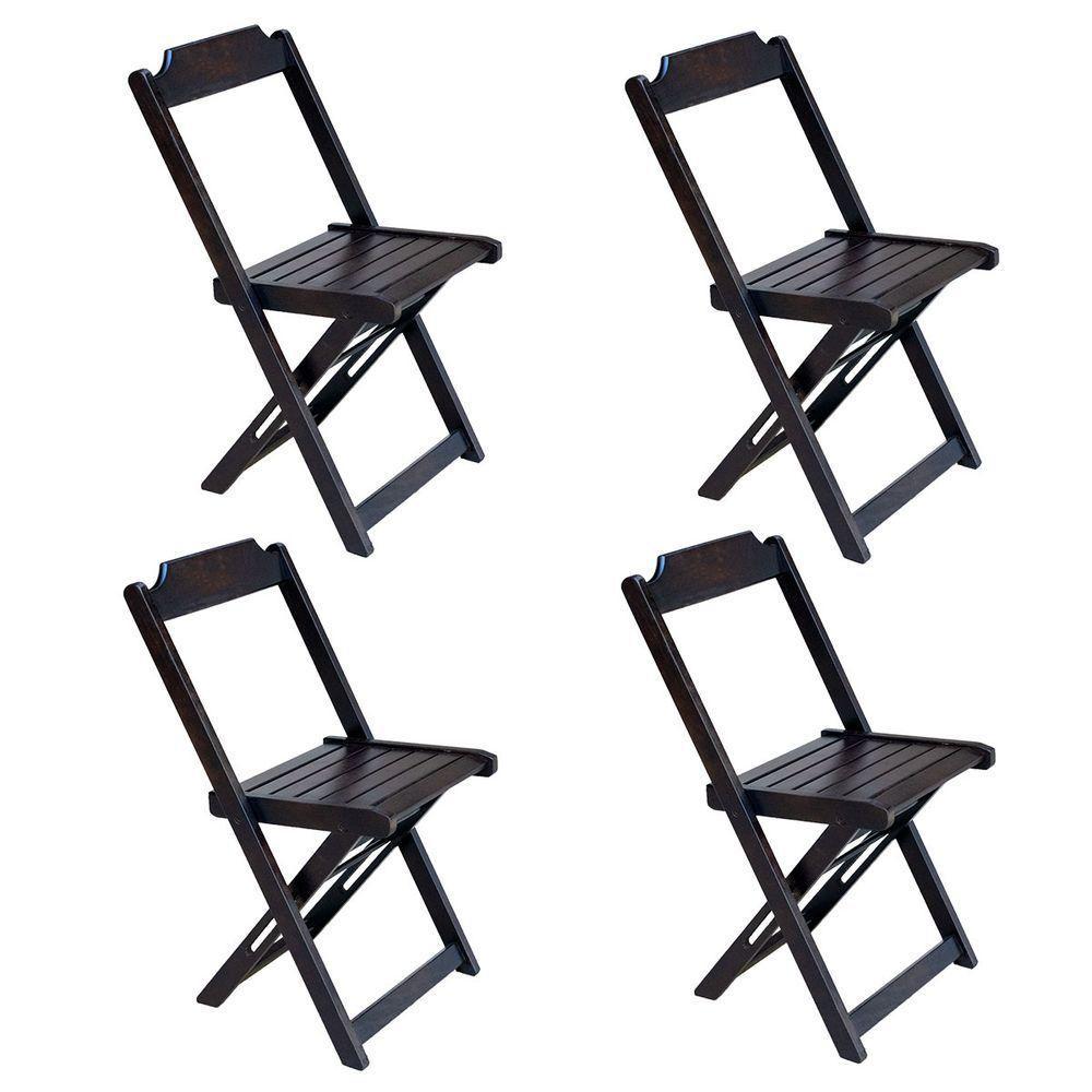 Conjunto Jogo De Mesa Com 4 Cadeiras De Madeira Dobravel 120x70 Tabaco - 2