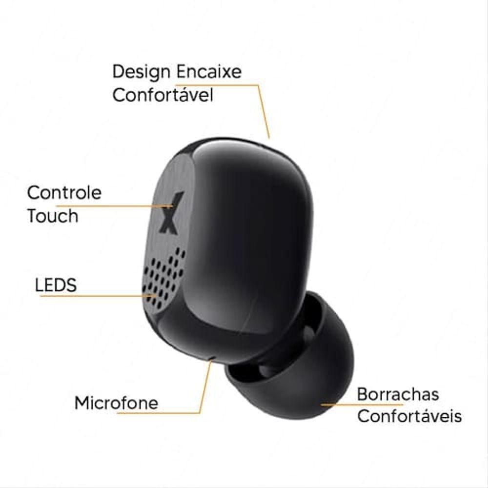 Fone De Ouvido Amvox Intra Auricular Bluetooth TWS AHP01 Preto - 3