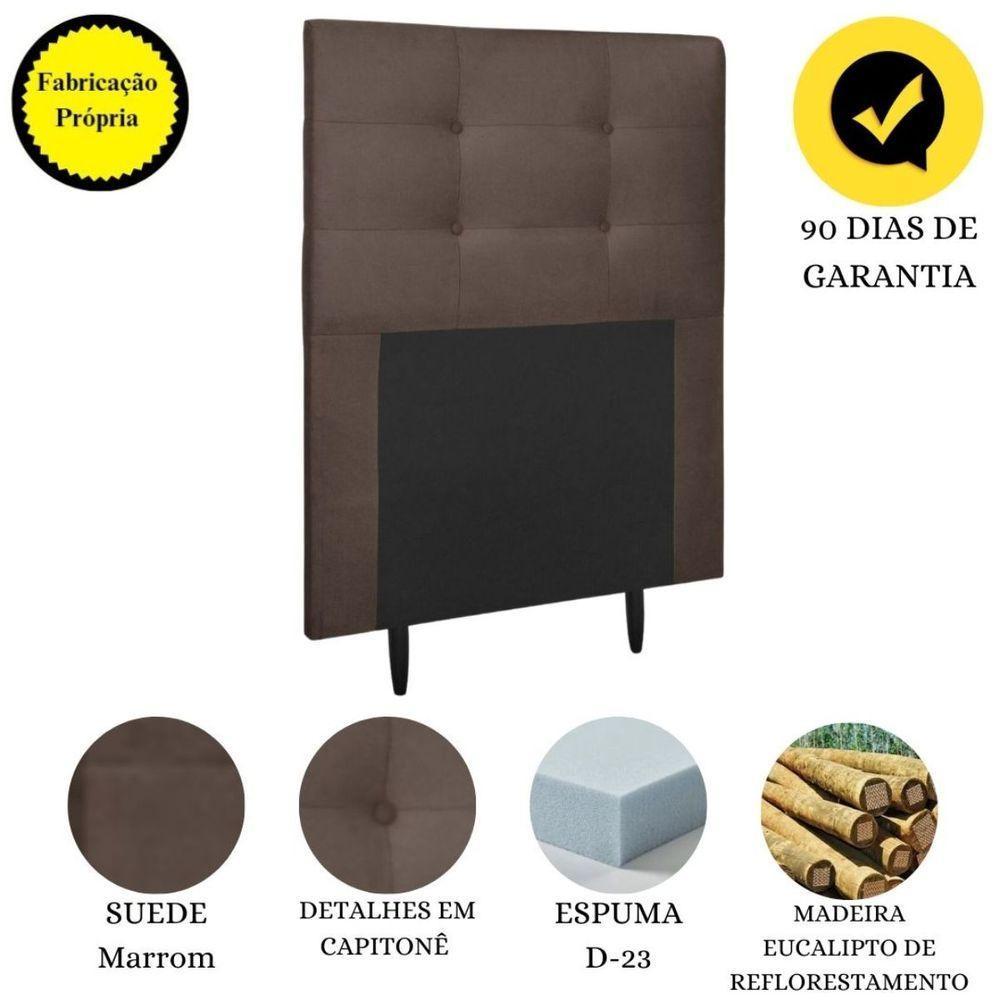 Cabeceira Estofada Cama Box Solteiro 90 Cm Irlanda Suede Marrom - 4