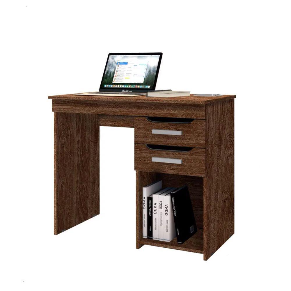Mesa Home Office Para Computador Veneza Com Gavetas - Imbuia - 2