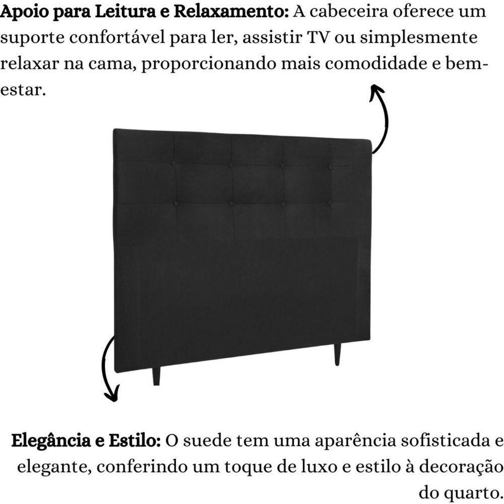 Cabeceira Estofada Cama King 195 Cm Cancún Suede Preto - 5