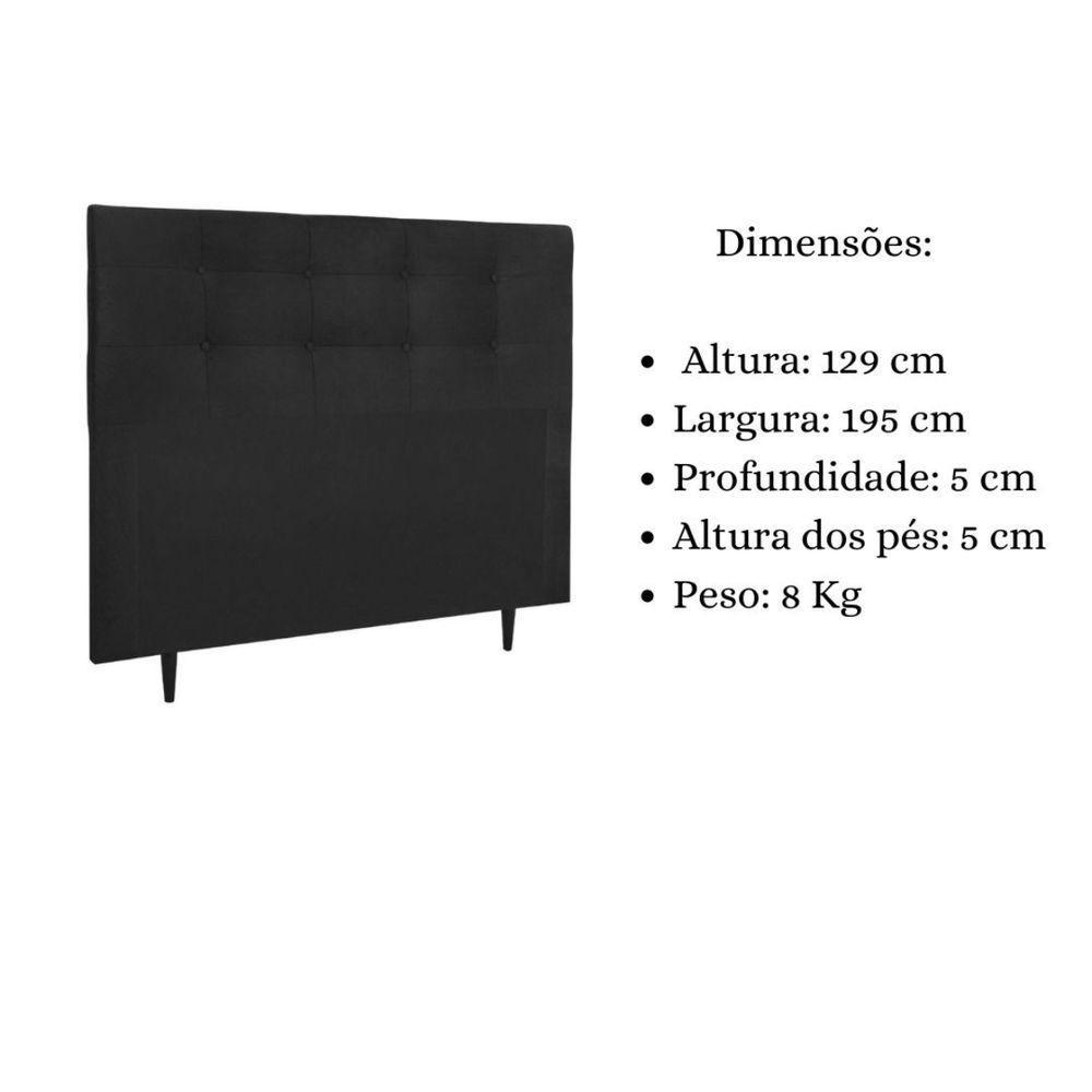 Cabeceira Estofada Cama King 195 Cm Irlanda Suede Preto - 6