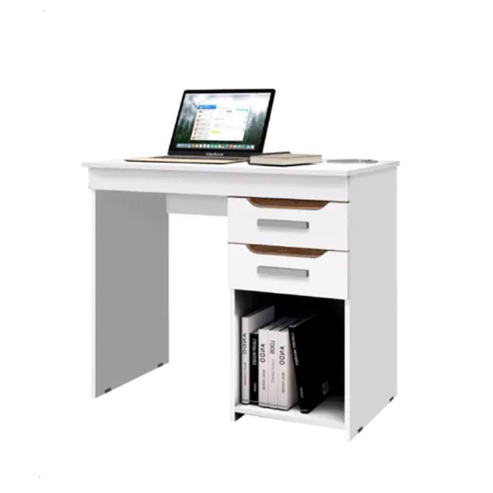 Mesa Escrivaninha Veneza Para Escritorio Com 2 Gavetas - Branco - 2