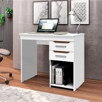Mesa Escrivaninha Veneza Para Computador 90cm Com 2 Gavetas - Branco - 1