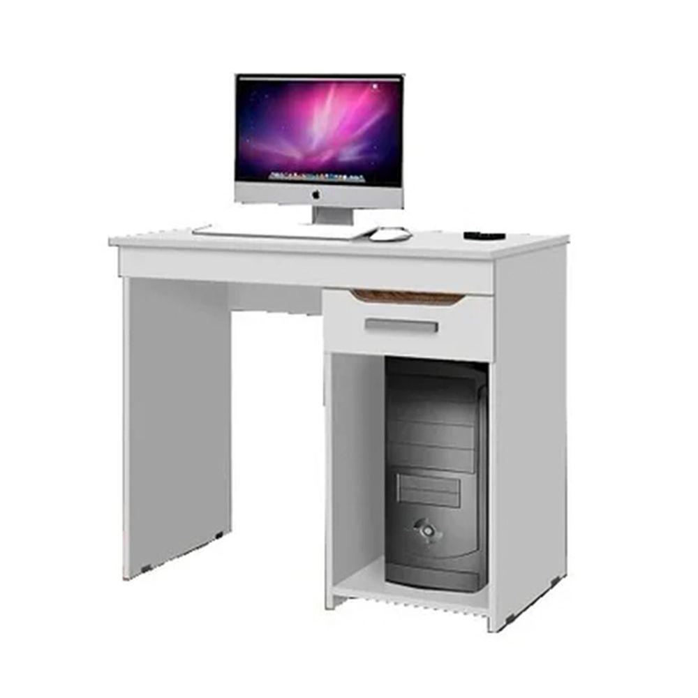 Mesa Escrivaninha Para Computador Quenia 90cm Com 1 Gaveta - Branco - 2