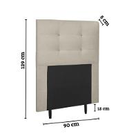 Cabeceira Estofada Cama Box Solteiro 90 Cm Cancún Suede Bege - 3