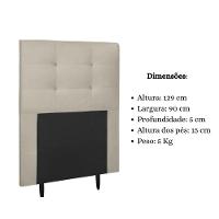 Cabeceira Estofada Cama Box Solteiro 90 Cm Cancún Suede Bege - 6