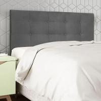 Cabeceira Estofada Cama Box Queen 160 Cm Irlanda Suede Cinza - 2