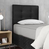 Cabeceira Estofada Cama Box Solteiro 90 Cm Cancún Suede Preto - 1