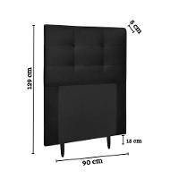 Cabeceira Estofada Cama Box Solteiro 90 Cm Cancún Suede Preto - 3