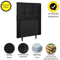 Cabeceira Estofada Cama Box Solteiro 90 Cm Cancún Suede Preto