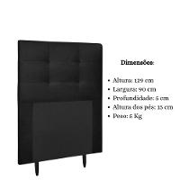 Cabeceira Estofada Cama Box Solteiro 90 Cm Cancún Suede Preto - 6