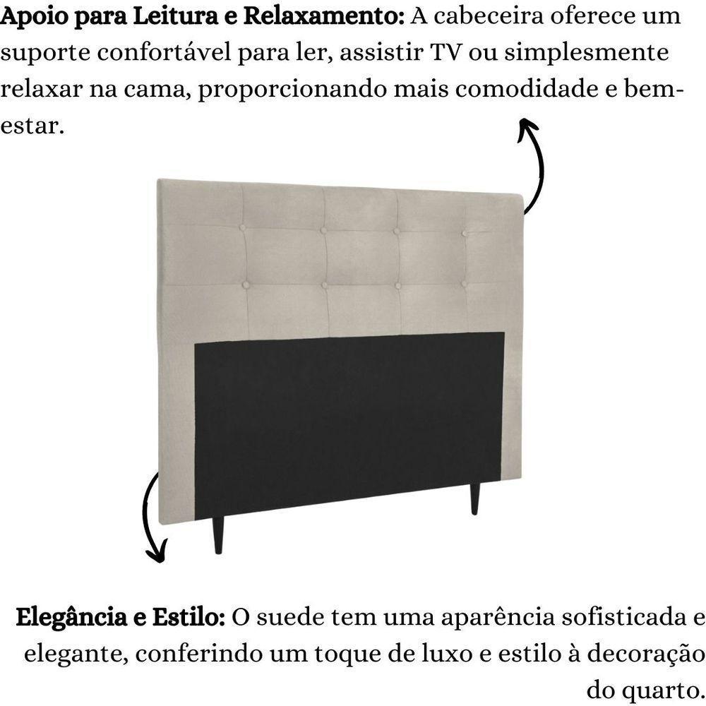 Cabeceira Estofada Cama Box Casal 140 Cm Cancún Suede Bege - 5