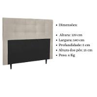 Cabeceira Estofada Cama Box Casal 140 Cm Cancún Suede Bege - 6