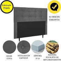 Cabeceira Estofada Cama Box Casal 140 Cm Cancún Suede Cinza
