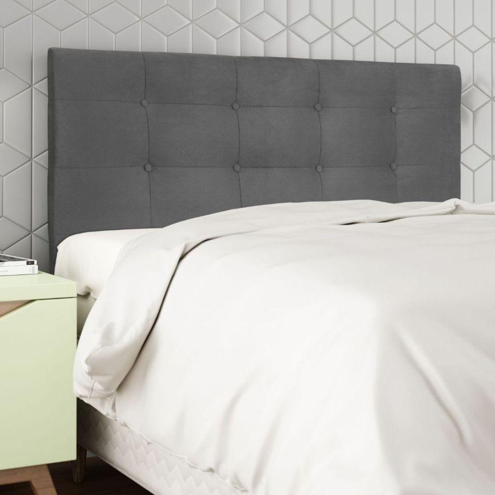 Cabeceira Estofada Cama Box Casal 140 Cm Irlanda Suede Cinza - 2
