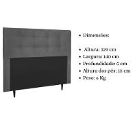 Cabeceira Estofada Cama Box Casal 140 Cm Irlanda Suede Cinza - 6