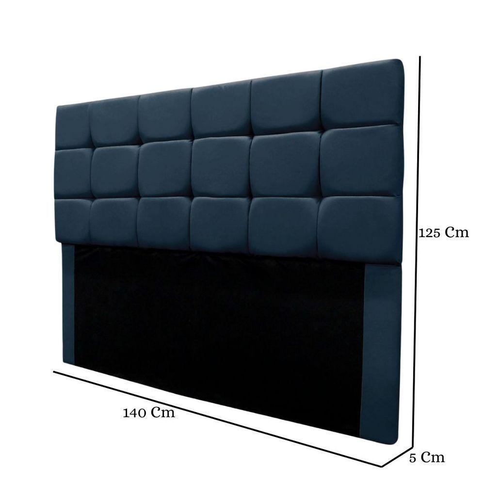Cabeceira Estofada Cama Box Casal 140 Cm Clara Suede Azul Marinho - 3