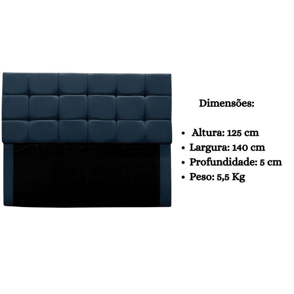 Cabeceira Estofada Cama Box Casal 140 Cm Clara Suede Azul Marinho - 8