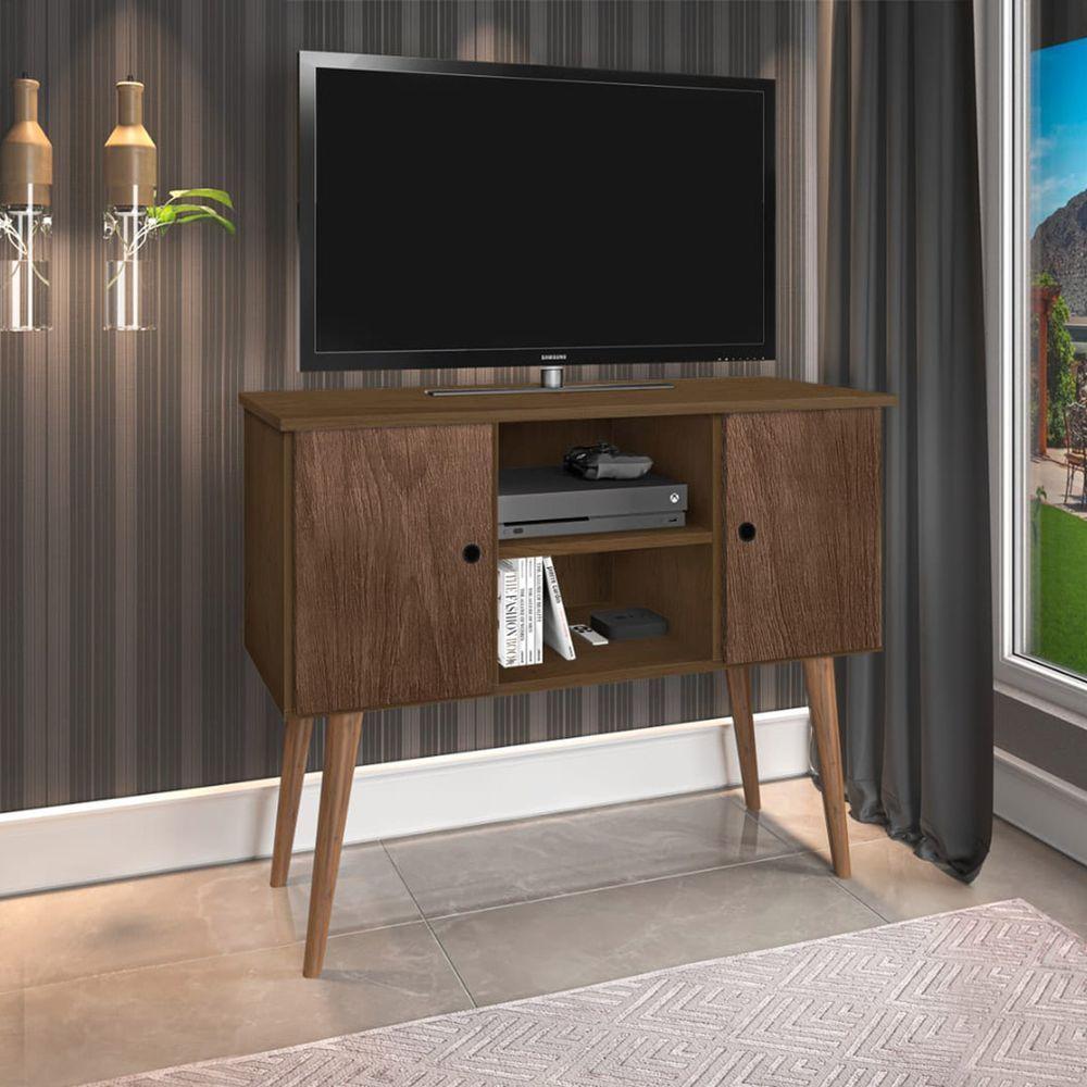 Estante Rack Viena Clássico 90cm Com Portas - Imbuia - 1