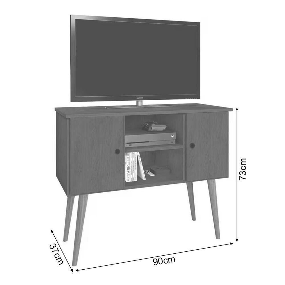 Estante Rack Viena Clássico 90cm Com Portas - Imbuia - 3