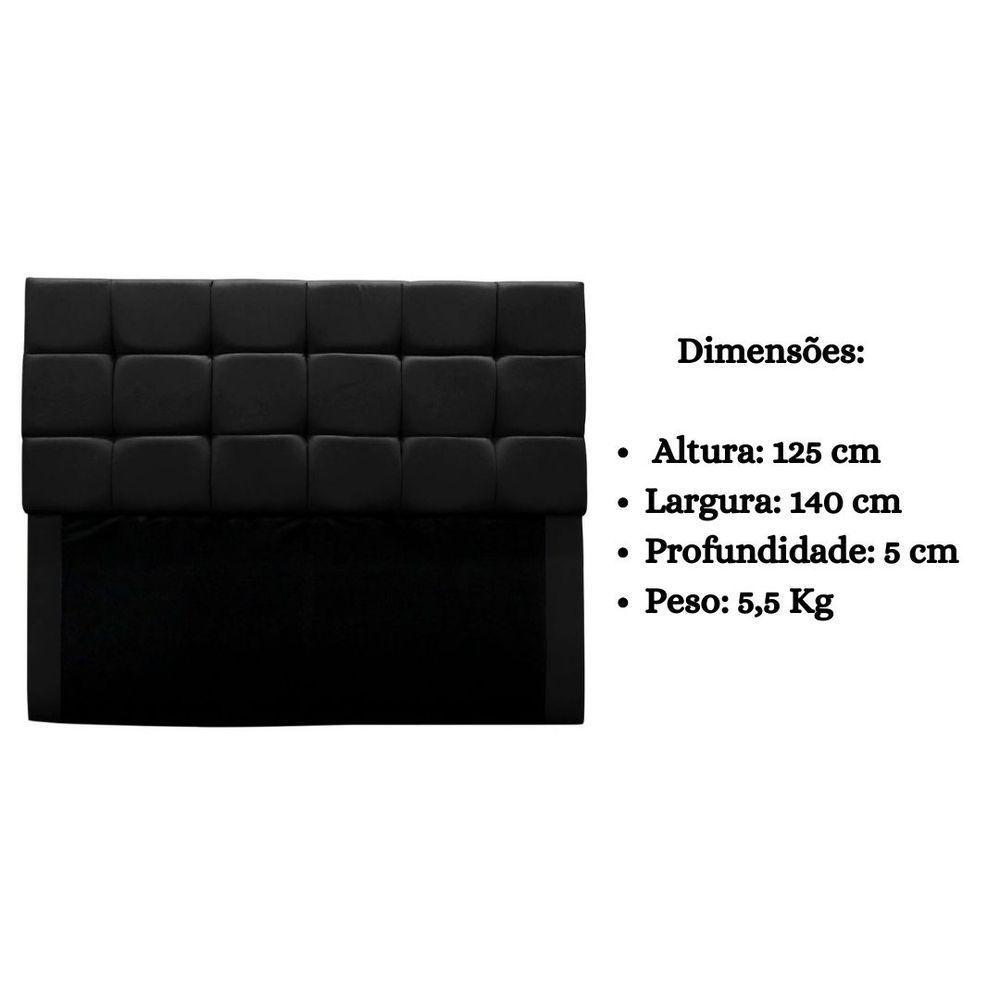 Cabeceira Estofada Cama Box Casal 140 Cm Gabriela Suede Preto - 8