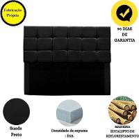 Cabeceira Estofada Cama Box Casal 140 Cm Gabriela Suede Preto