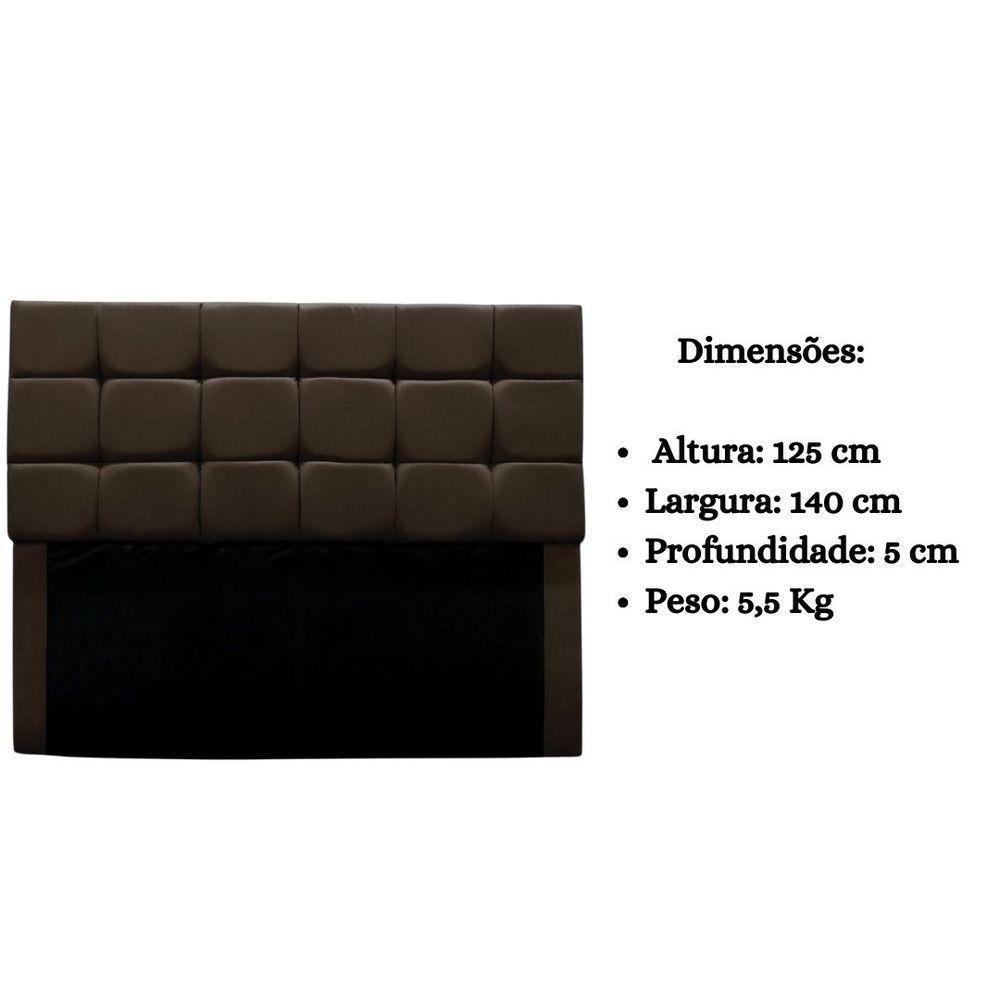 Cabeceira Estofada Cama Box Casal 140 Cm Gabriela Suede Marrom - 8