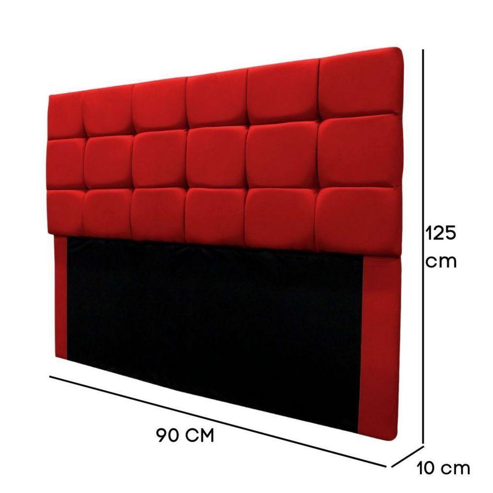 Cabeceira Cama Box Estofada Solteiro 90 Cm Gabriela Suede Vermelho - 3