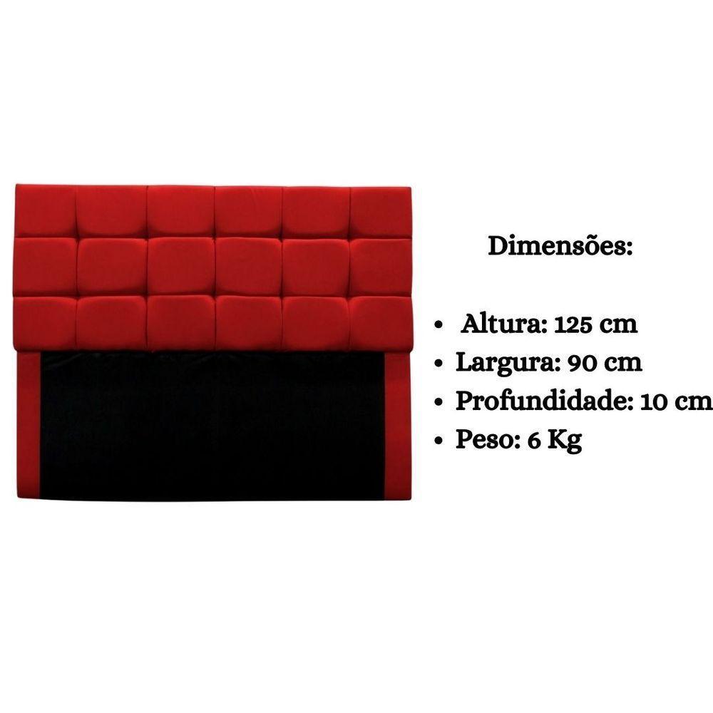 Cabeceira Cama Box Estofada Solteiro 90 Cm Gabriela Suede Vermelho - 8