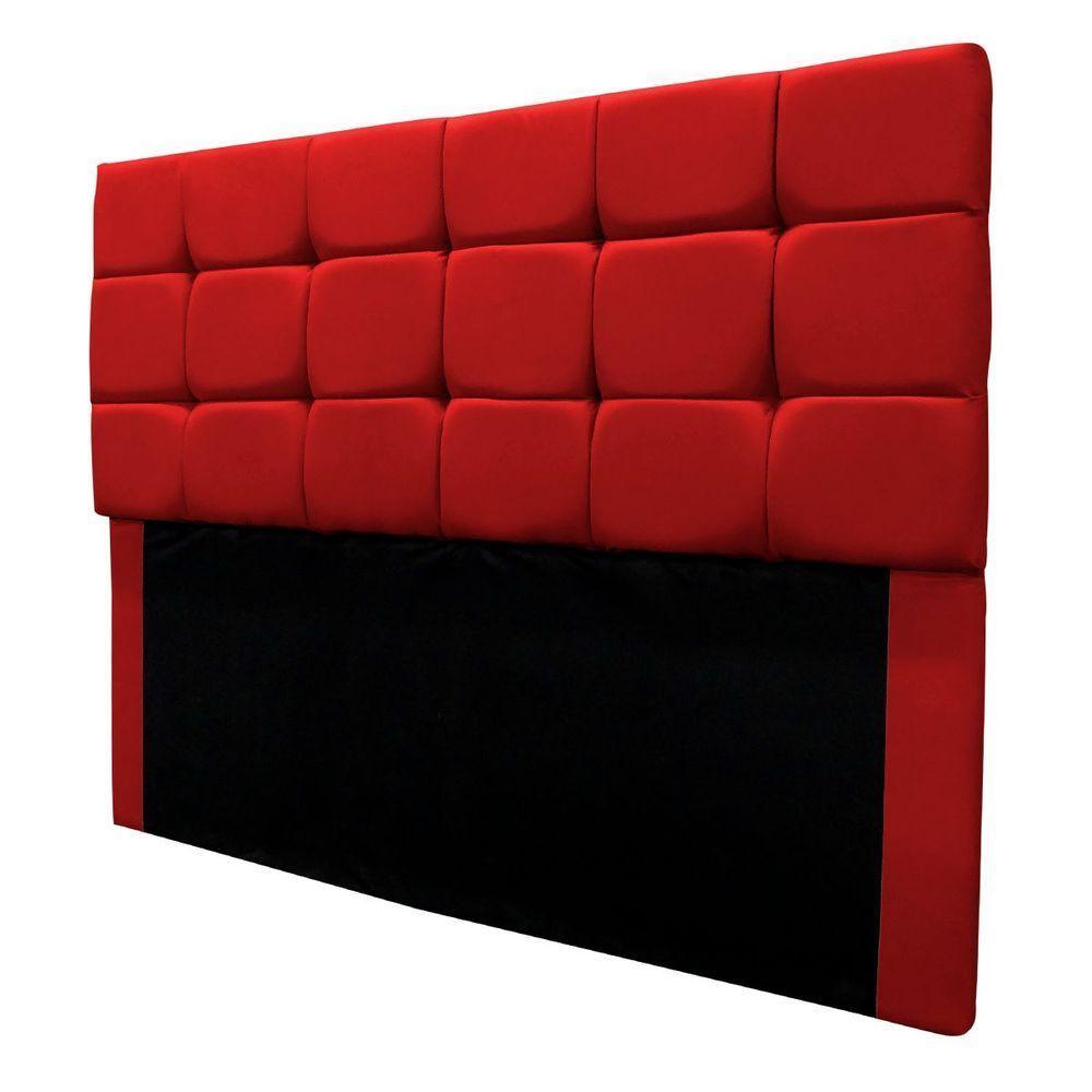 Cabeceira Estofada Cama Box Casal 140 Cm Gabriela Suede Vermelho - 6