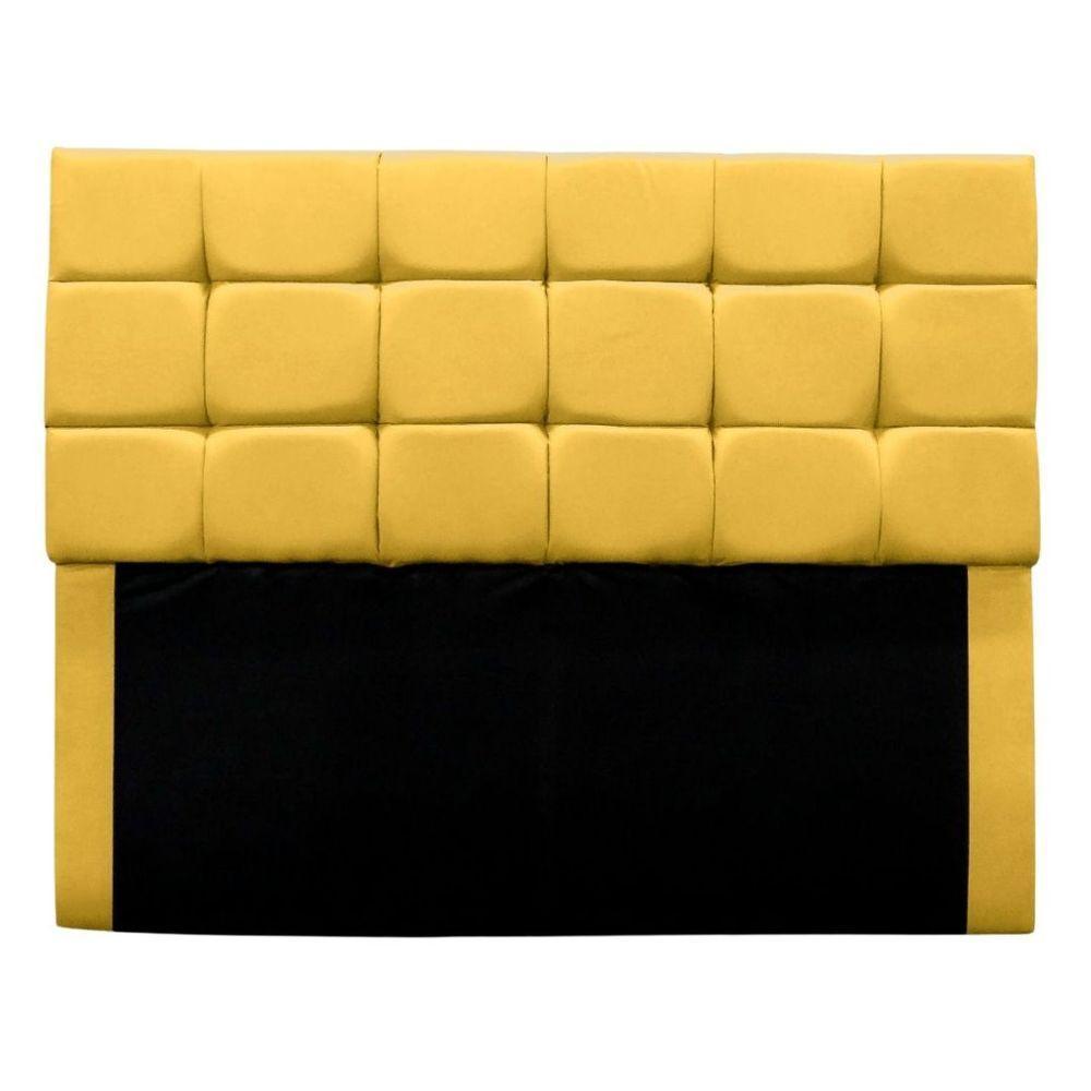 Cabeceira Estofada Cama Box Casal 140 Cm Gabriela Suede Amarelo - 2