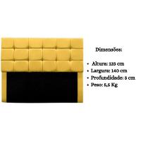Cabeceira Estofada Cama Box Casal 140 Cm Gabriela Suede Amarelo - 8