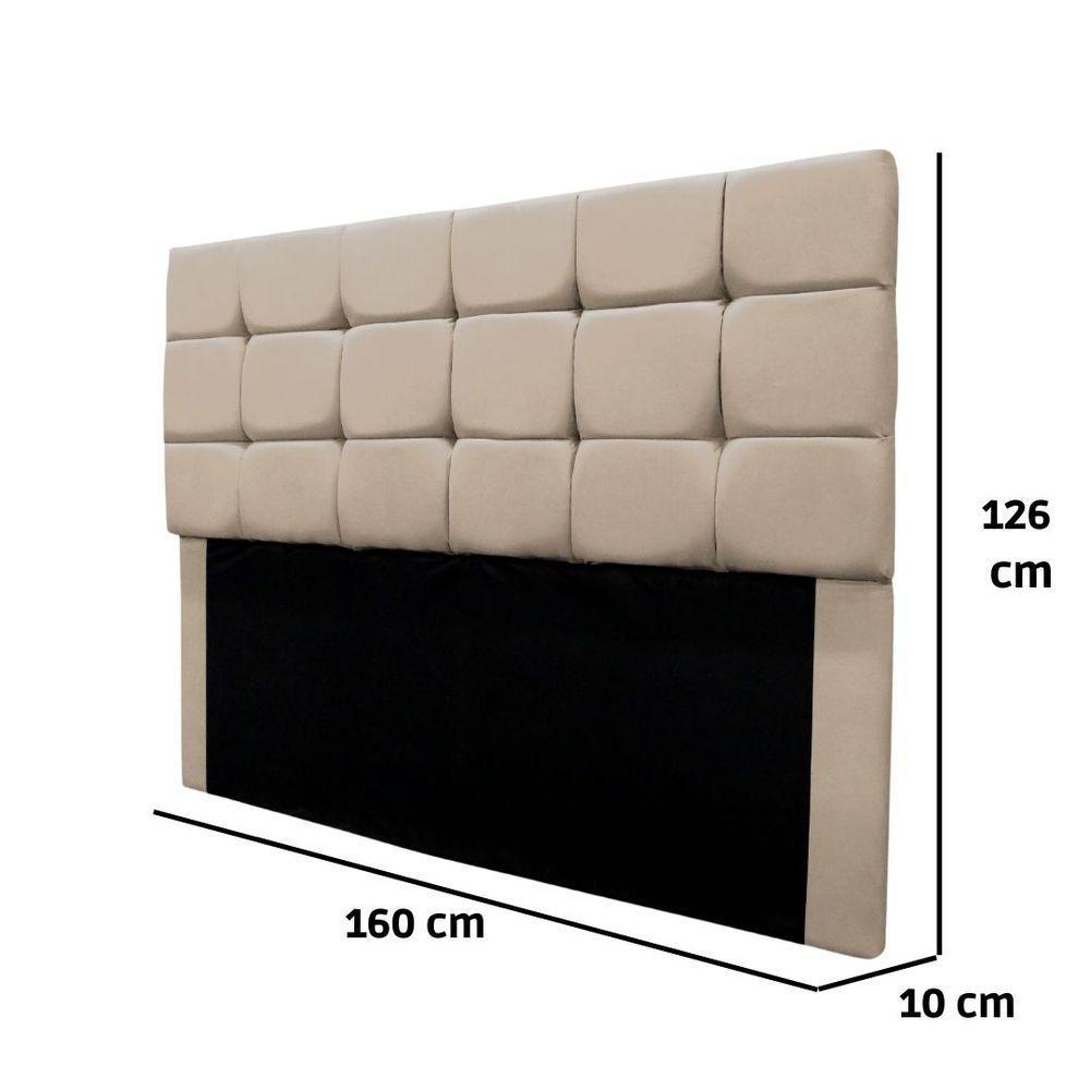 Cabeceira Estofada Cama Box Casal 160 Cm Gabriela Suede Bege - 3