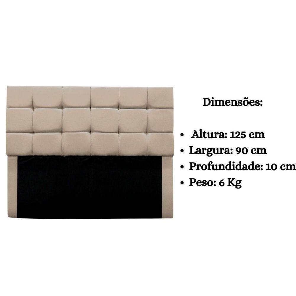 Cabeceira Cama Box Estofada Solteiro 90 Cm Gabriela Suede Bege - 8