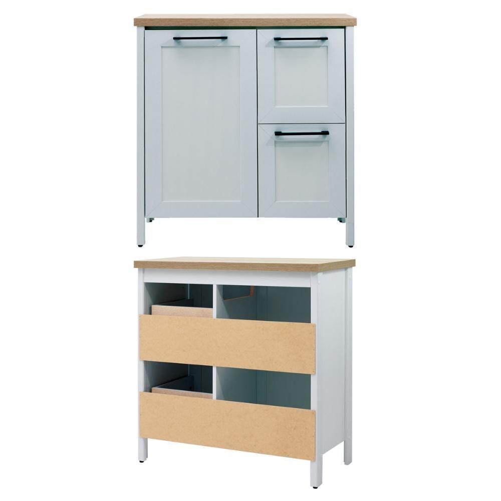 Aparador Buffet Ditália 1 Portas 2 Gavetas com Espelho Bn-01 Cinza - 6