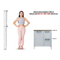 Aparador Buffet Ditália 1 Portas 2 Gavetas com Espelho Bn-01 Cinza - 10