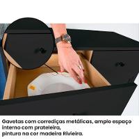 Aparador Buffet Ditália 2 Gavetas 2 Portas Branco Preto - 6
